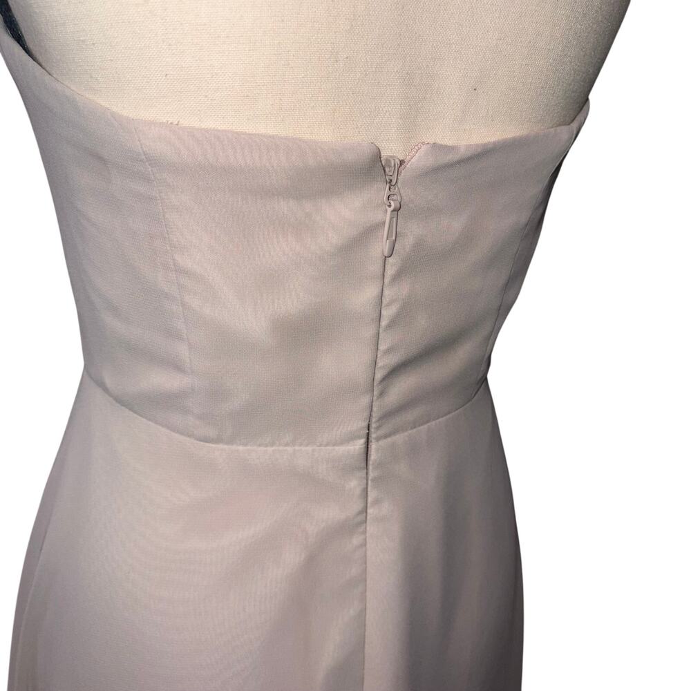Azazie Wren Formal Taupe Bridesmaid Gown Strapless A-Line Silde Slit A2 - Picture 7 of 14
